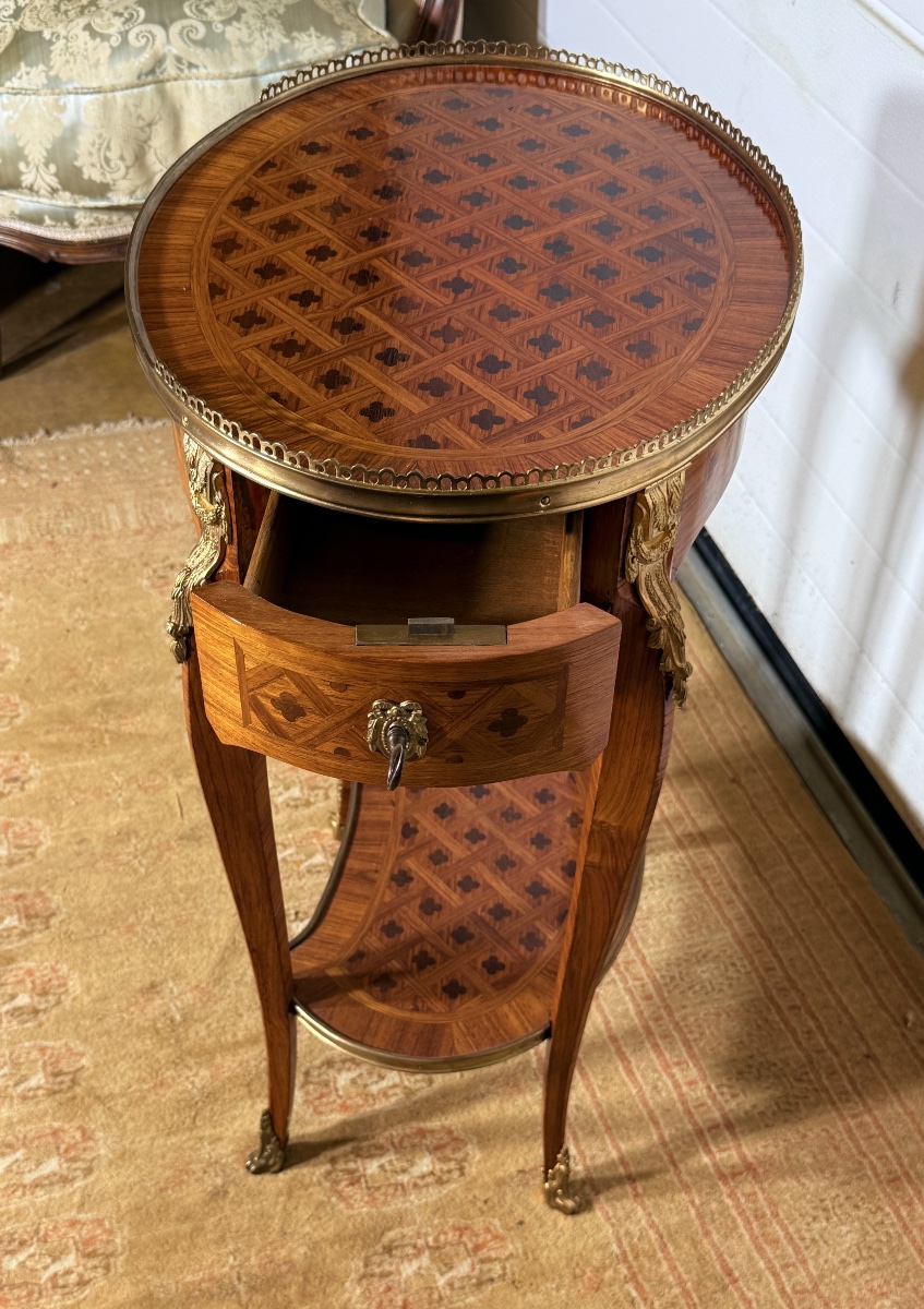 Louis XVI Writing Table In Marquetry, 19th Century -photo-2
