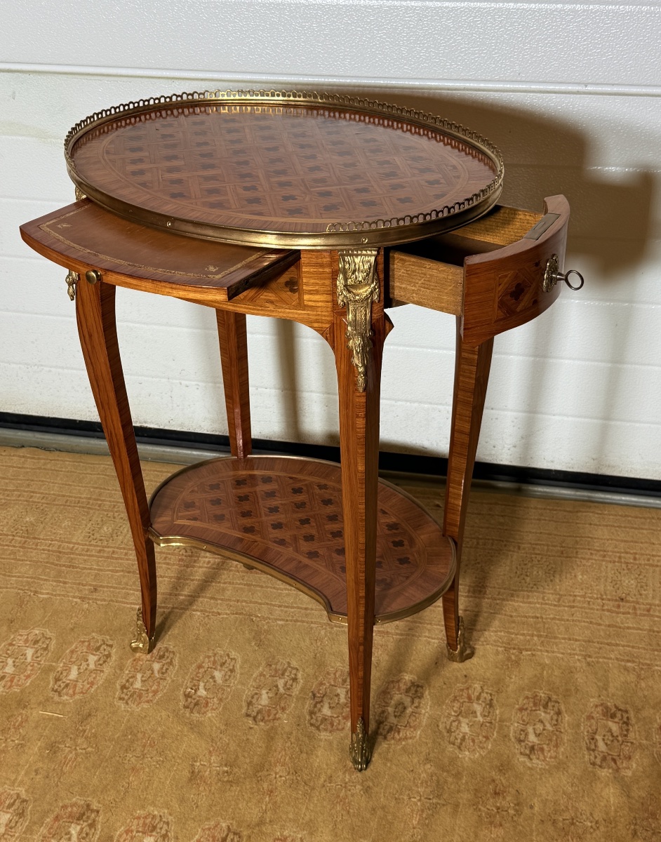 Louis XVI Writing Table In Marquetry, 19th Century -photo-4