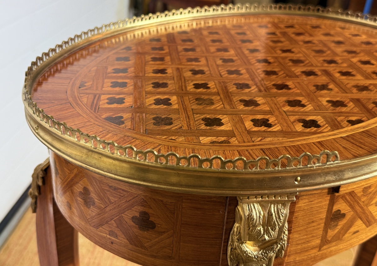 Louis XVI Writing Table In Marquetry, 19th Century -photo-1