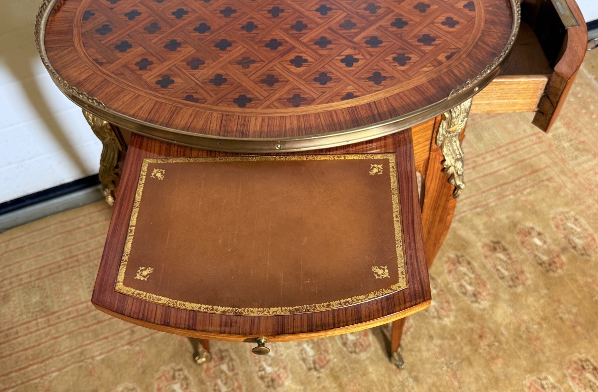 Louis XVI Writing Table In Marquetry, 19th Century -photo-2