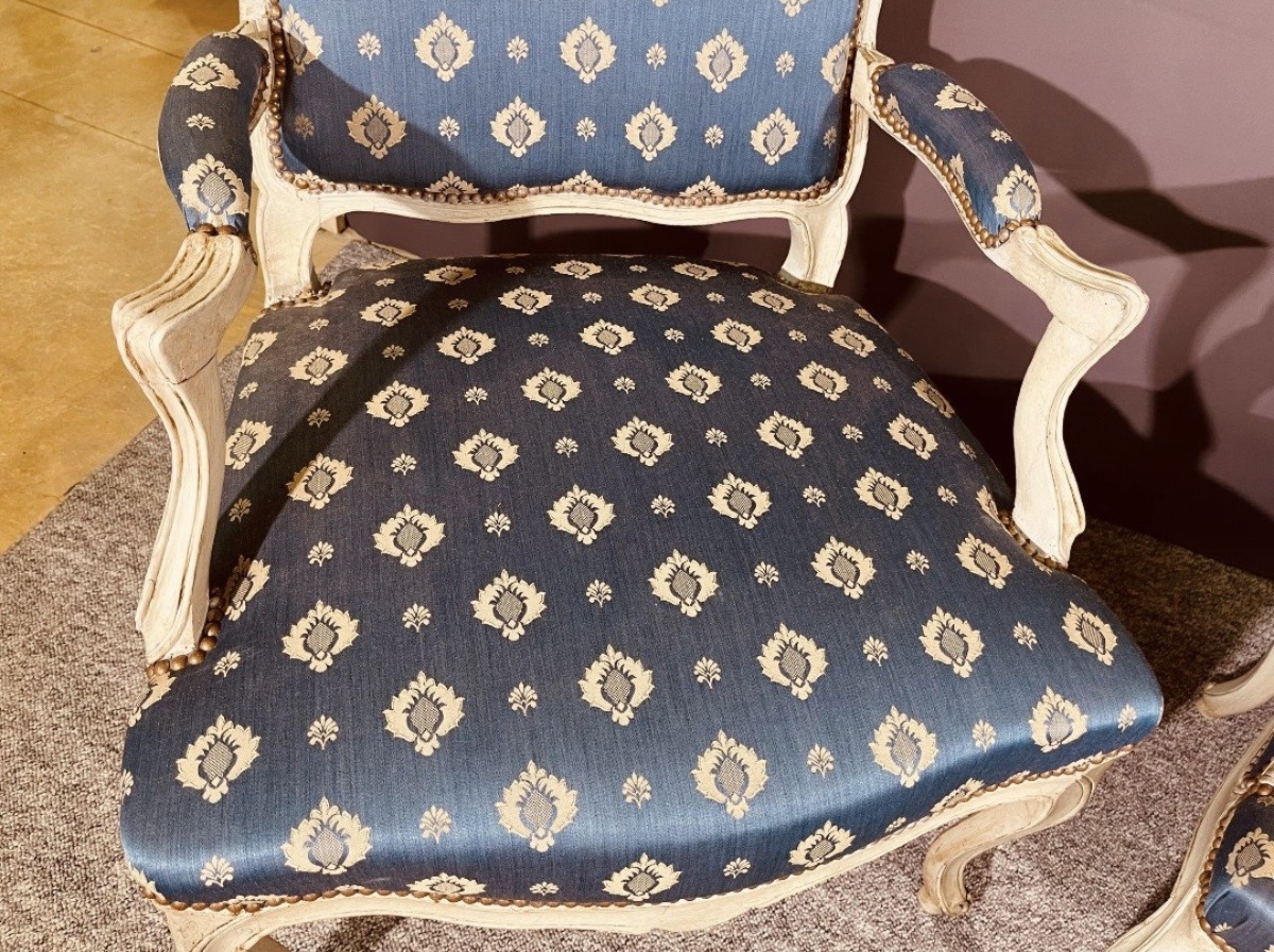Paire de Fauteuils Louis XV , Époque XVIIIe Siècle -photo-2