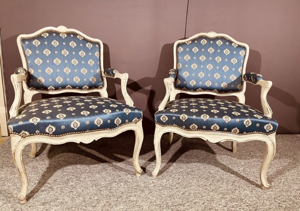 Paire de Fauteuils Louis XV , Époque XVIIIe Siècle -photo-6