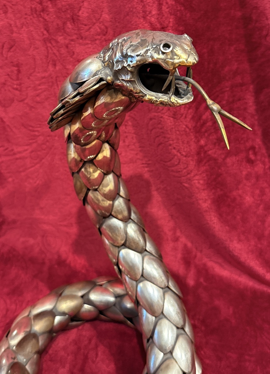 Cobra Royal En Metal Argenté et signé Gérard BOUVIER -photo-4