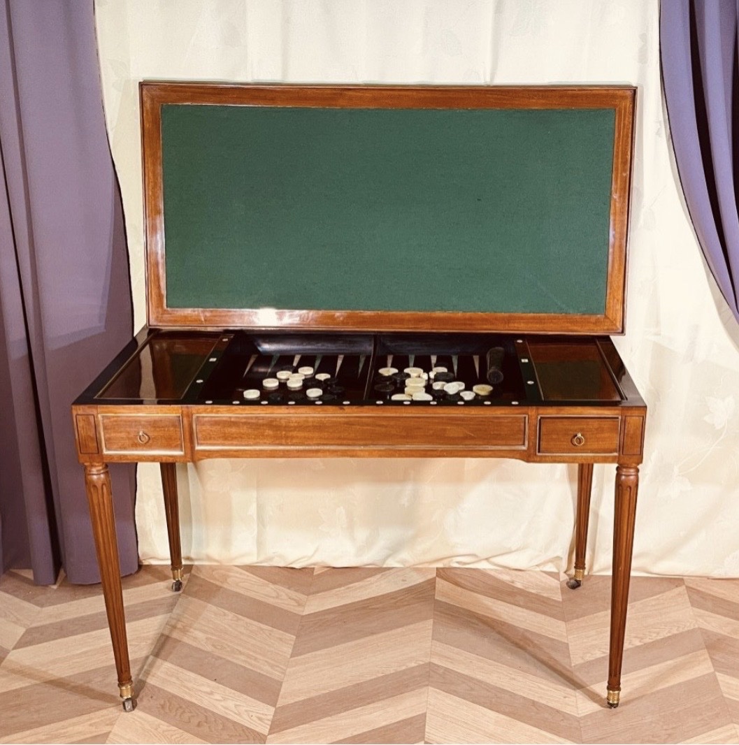 Tric Trac Table. Stamped “etienne Avril,” 18th Century -photo-4