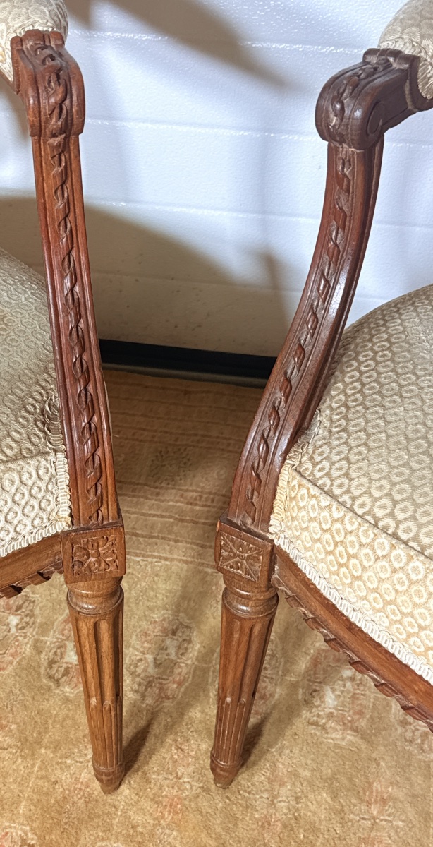 Paire de Fauteuils Louis XVI , Époque XVIIIe Siècle -photo-1