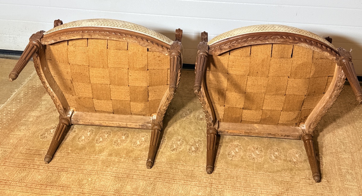 Paire de Fauteuils Louis XVI , Époque XVIIIe Siècle -photo-6