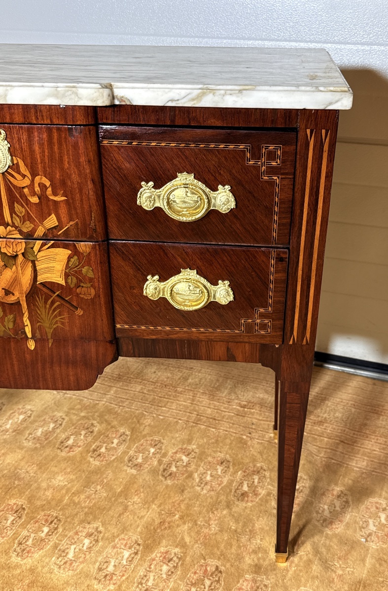 Louis XVI Chest Of Drawers With Musical Instruments, 18th Century -photo-3