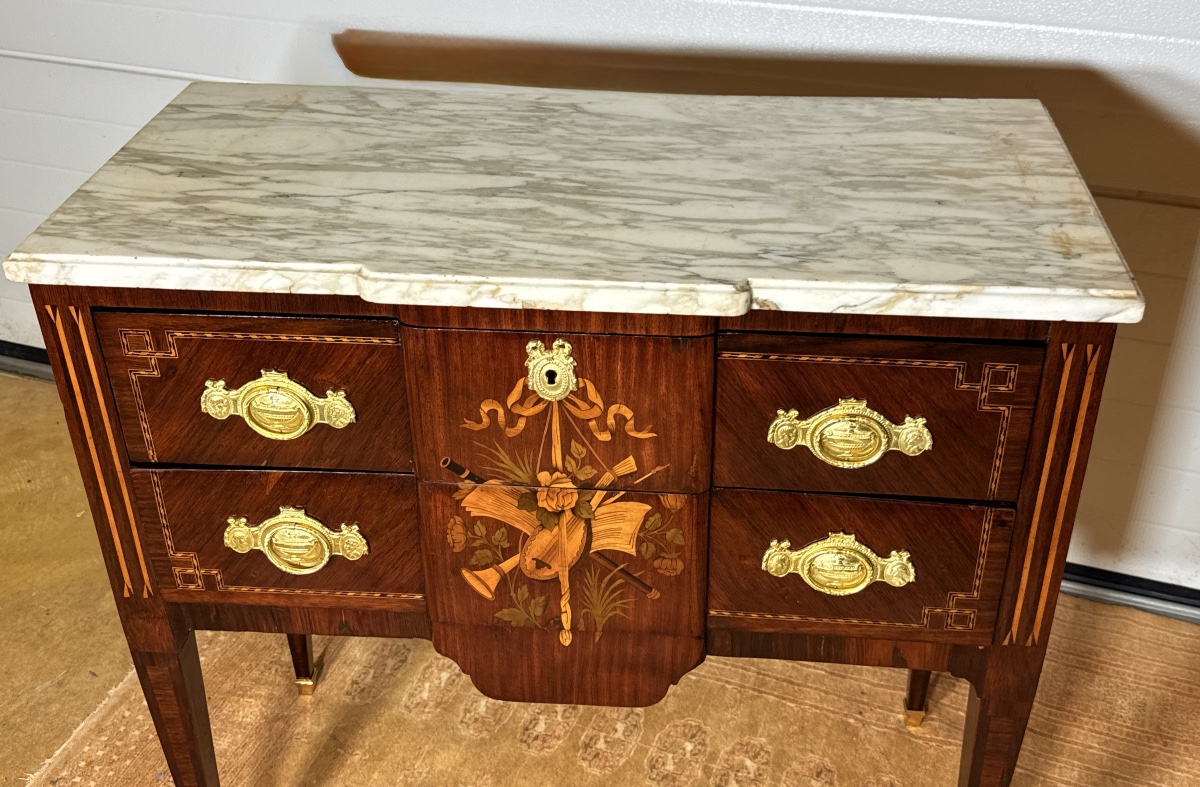 Louis XVI Chest Of Drawers With Musical Instruments, 18th Century -photo-4