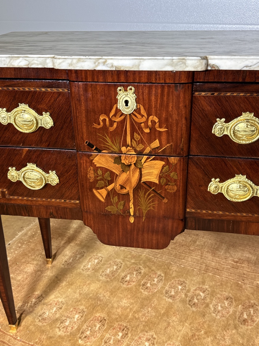 Louis XVI Chest Of Drawers With Musical Instruments, 18th Century -photo-5