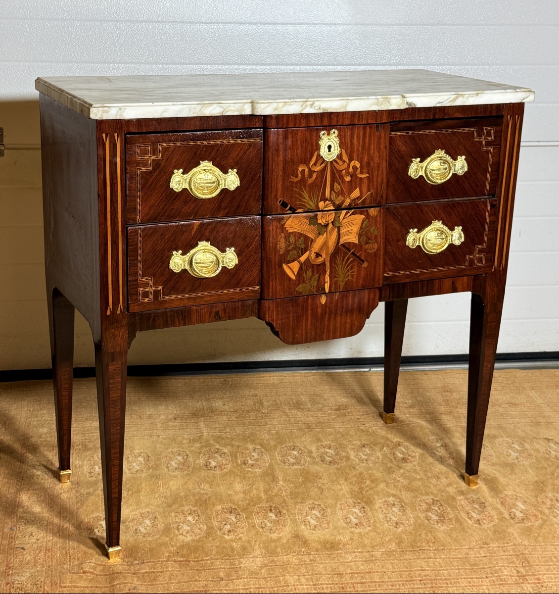 Louis XVI Chest Of Drawers With Musical Instruments, 18th Century 