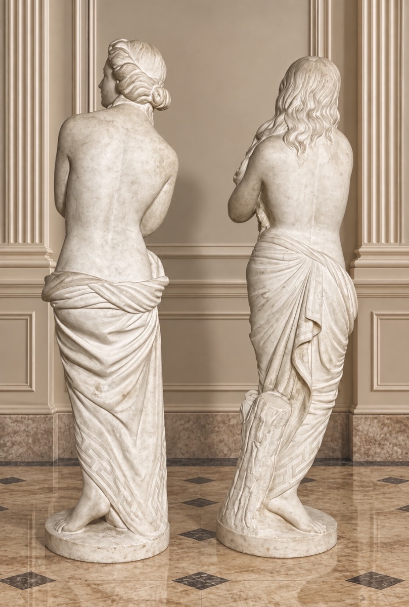 Pair Of Marble Statues, 123 Cm, 19th Century -photo-4