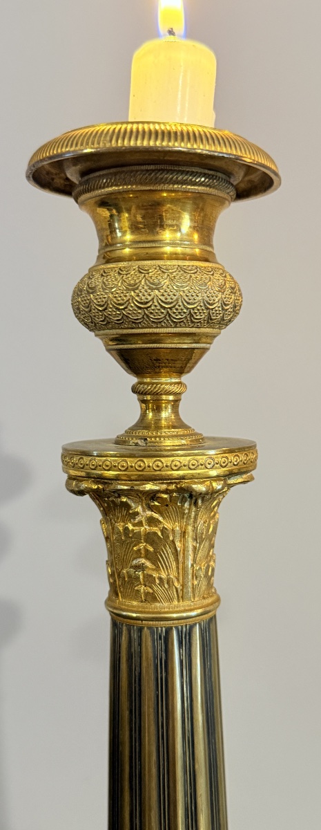 Paire de Bougeoirs en Bronze , Époque Restauration -photo-5