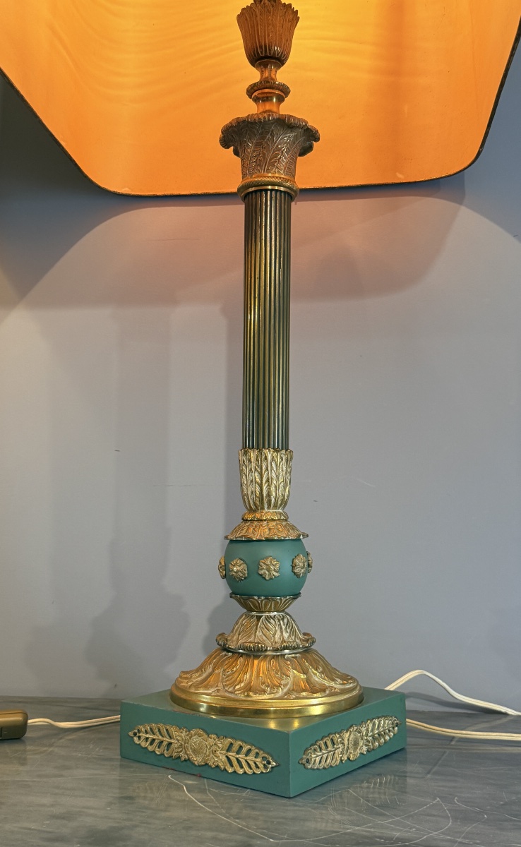 Paire d’importantes lampes en Tôle peinte , 91 CM , XIXe Siècle -photo-2