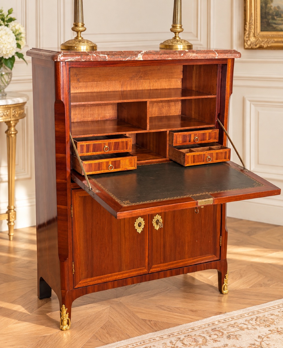 Secrétaire Louis XVI , Estampillé STUMFF , Époque XVIIIe Siècle -photo-3