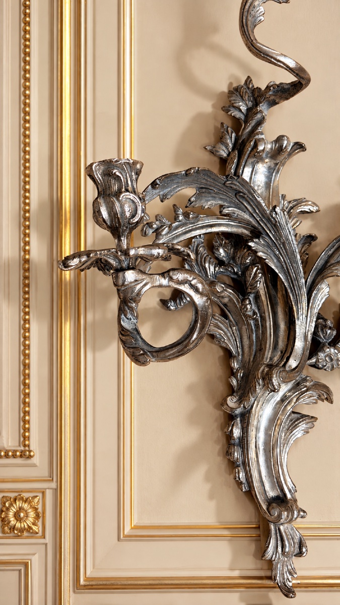 Paire d’Appliques Louis 15 en Bronze argenté ,  XIXe Siècle -photo-4