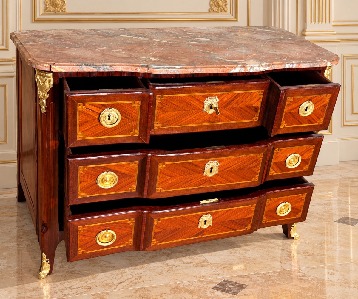 Commode à Ressaut , Estampillée REIZELL , Époque XVIIIe Siècle -photo-5