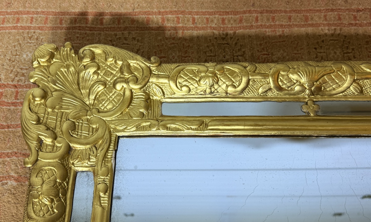 Miroir Régence en Bois Doré , Époque XVIIIe Siècle -photo-4