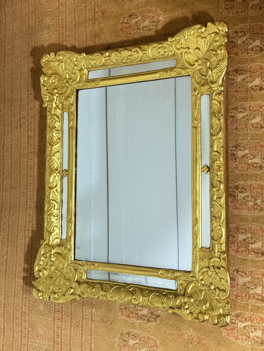 Miroir Régence en Bois Doré , Époque XVIIIe Siècle -photo-2