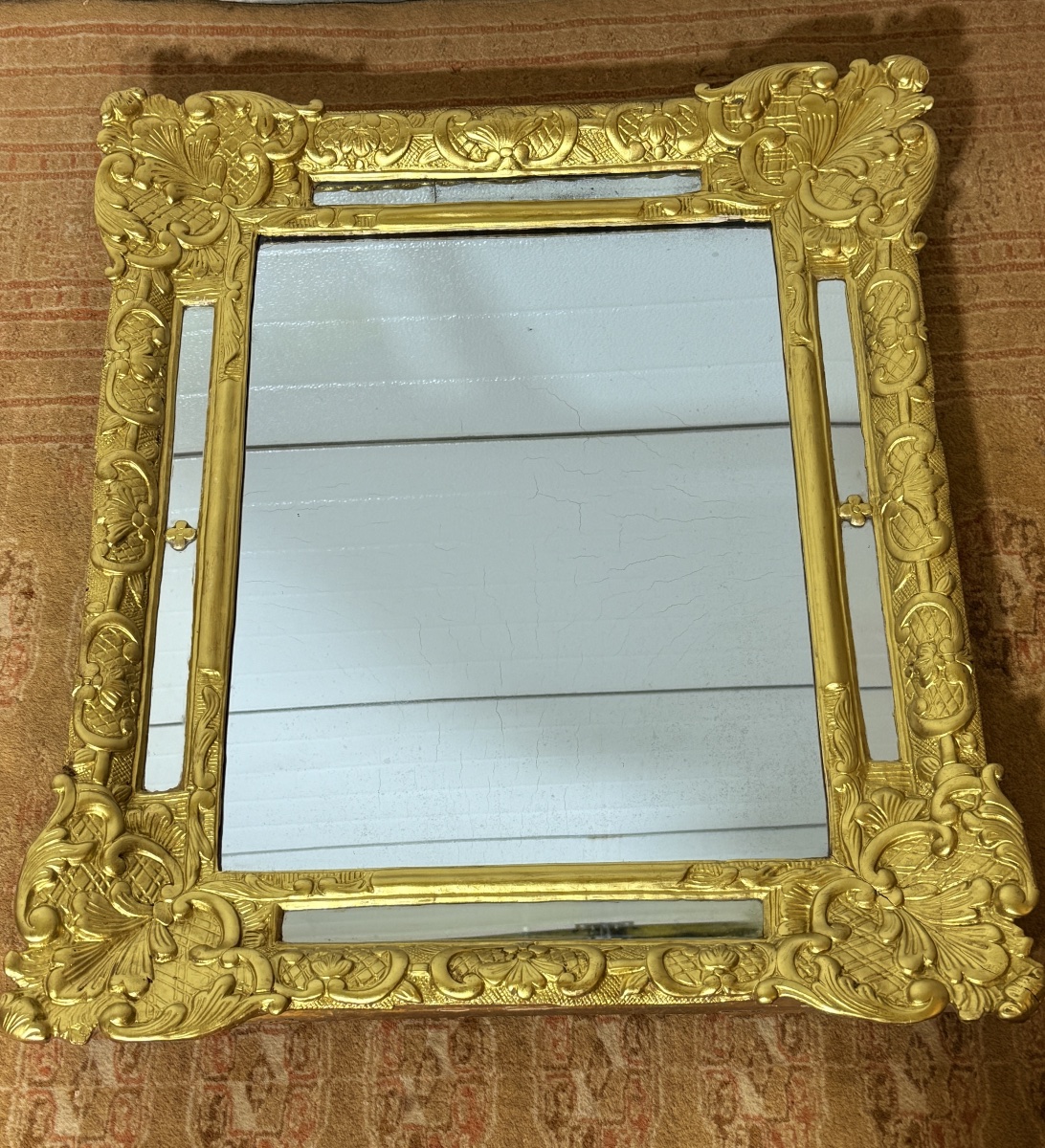 Miroir Régence en Bois Doré , Époque XVIIIe Siècle -photo-5