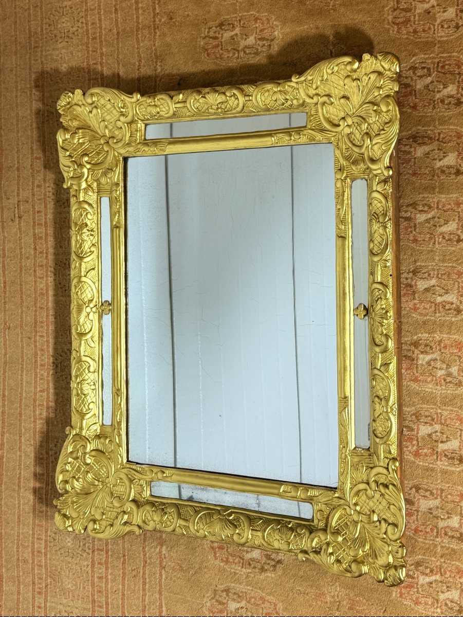 Miroir Régence en Bois Doré , Époque XVIIIe Siècle -photo-7