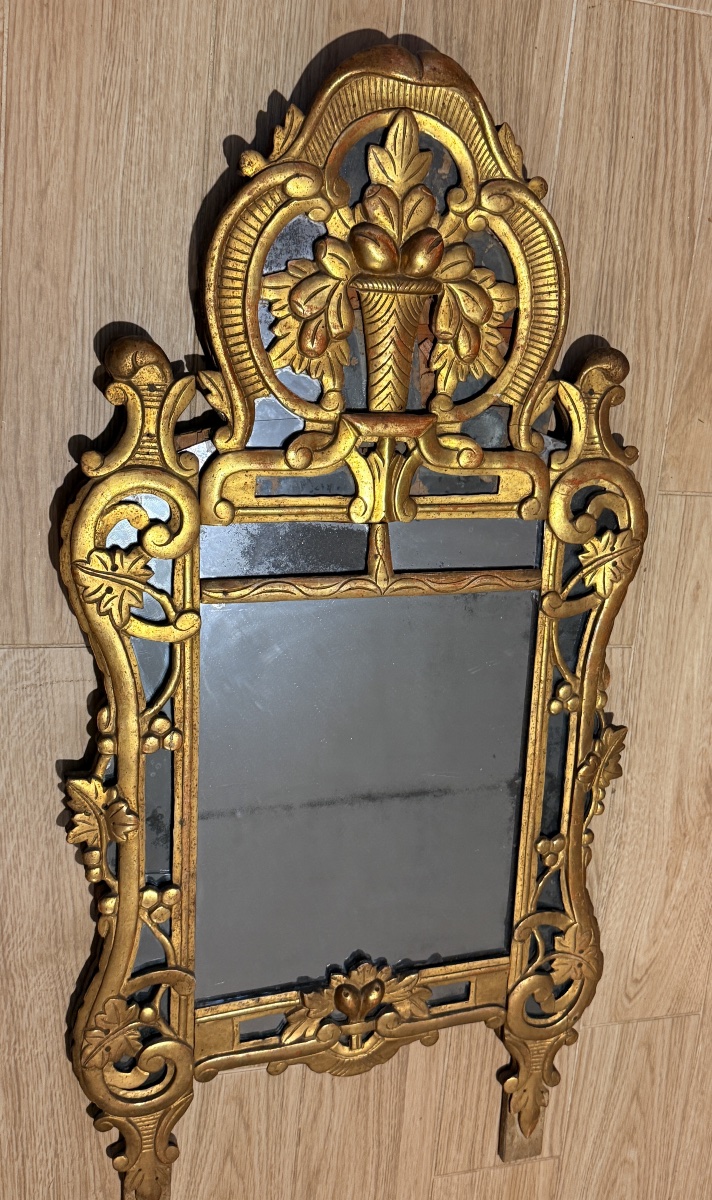 Miroir à Parecloses En Bois Doré , Époque XVIIIe Siècle -photo-5