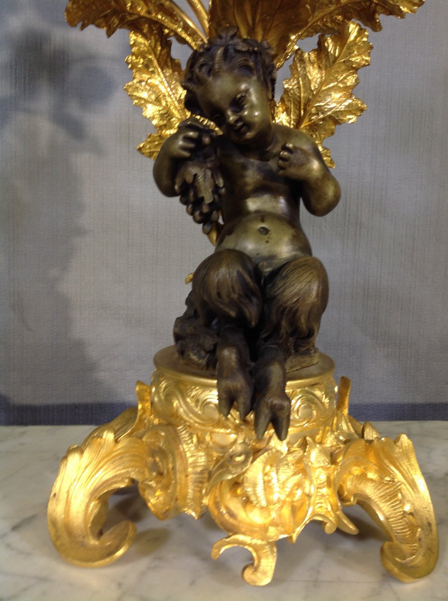 Paire De Candélabres Aux Puttis , Hauteur 46 cm , XIXème Siècle -photo-5