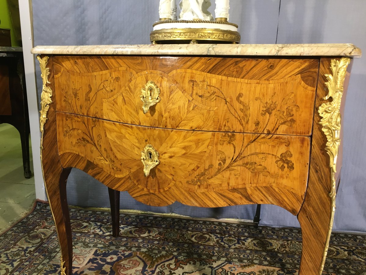 Curved Sauteuse Commode In Facade, Epoque Nineteenth Century-photo-2