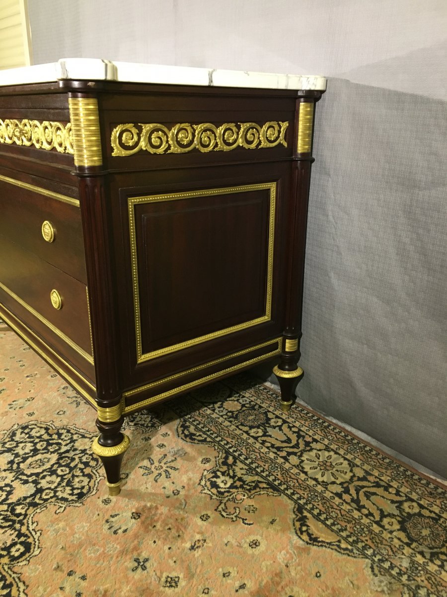 Commode Louis XVI En Acajou , Epoque XXe -photo-3