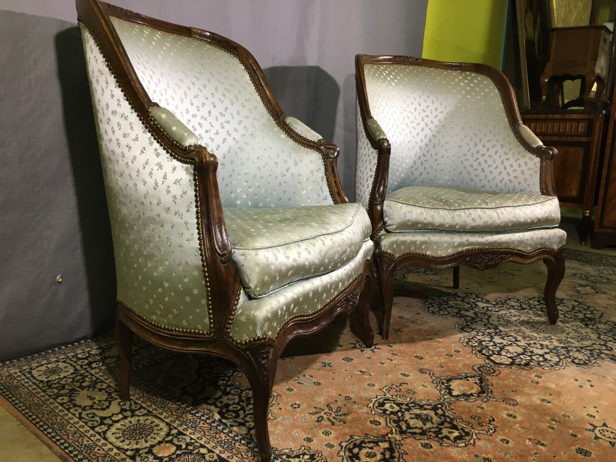 Pair Of Louis XV Bergères In Gondola-photo-3