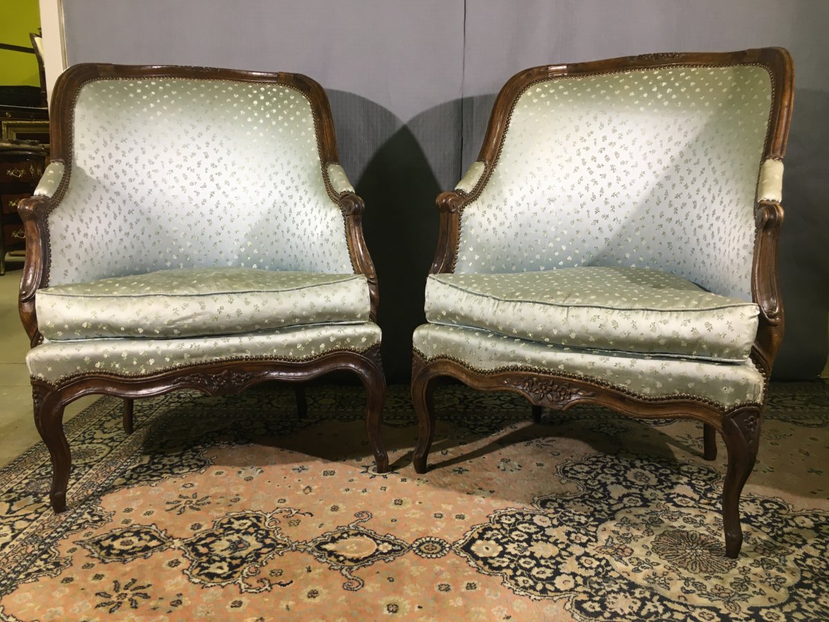 Pair Of Louis XV Bergères In Gondola-photo-6