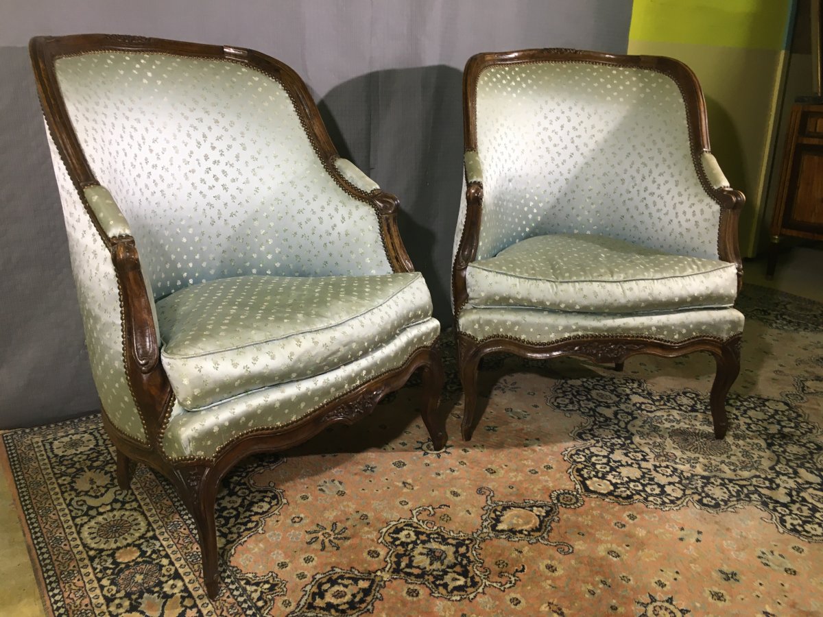 Pair Of Louis XV Bergères In Gondola