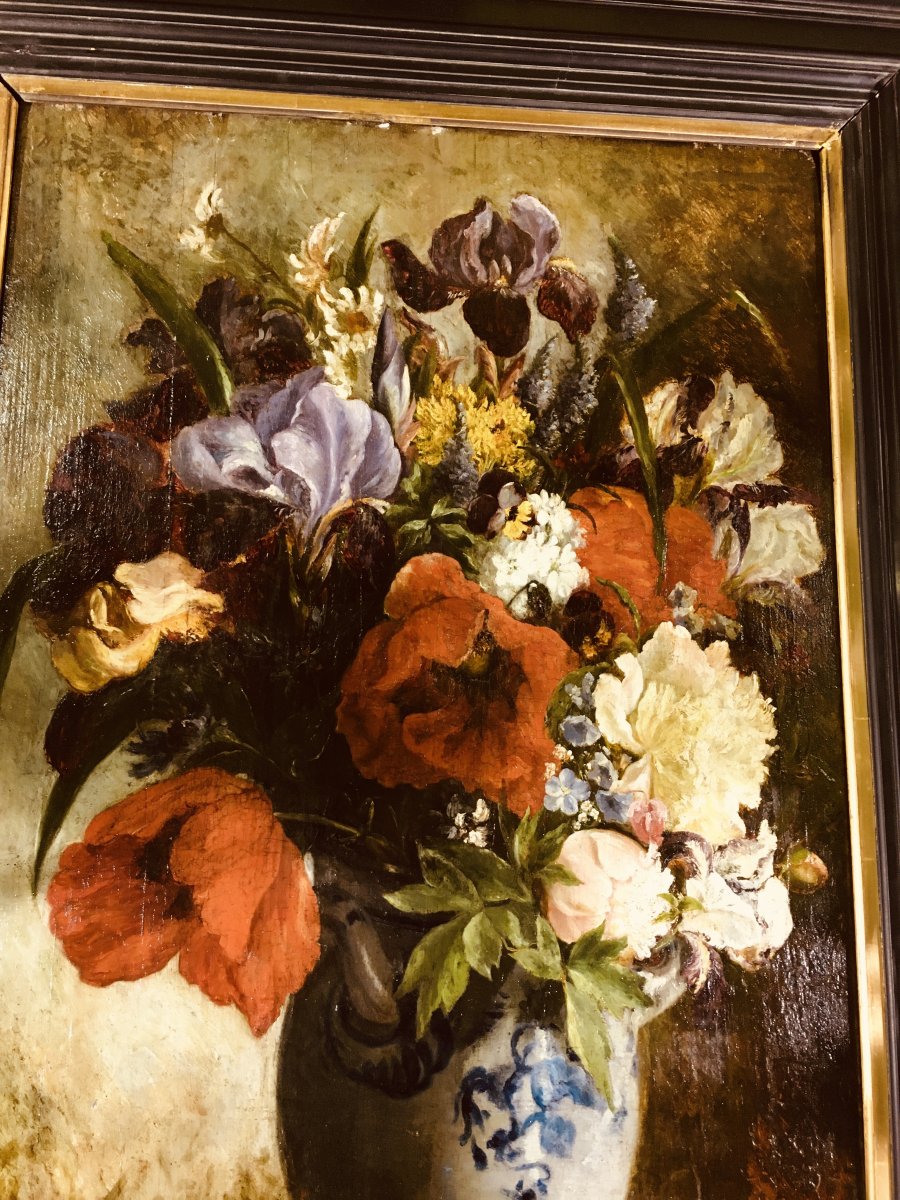 Table Of Flowers On Panel, Nineteenth Period-photo-3