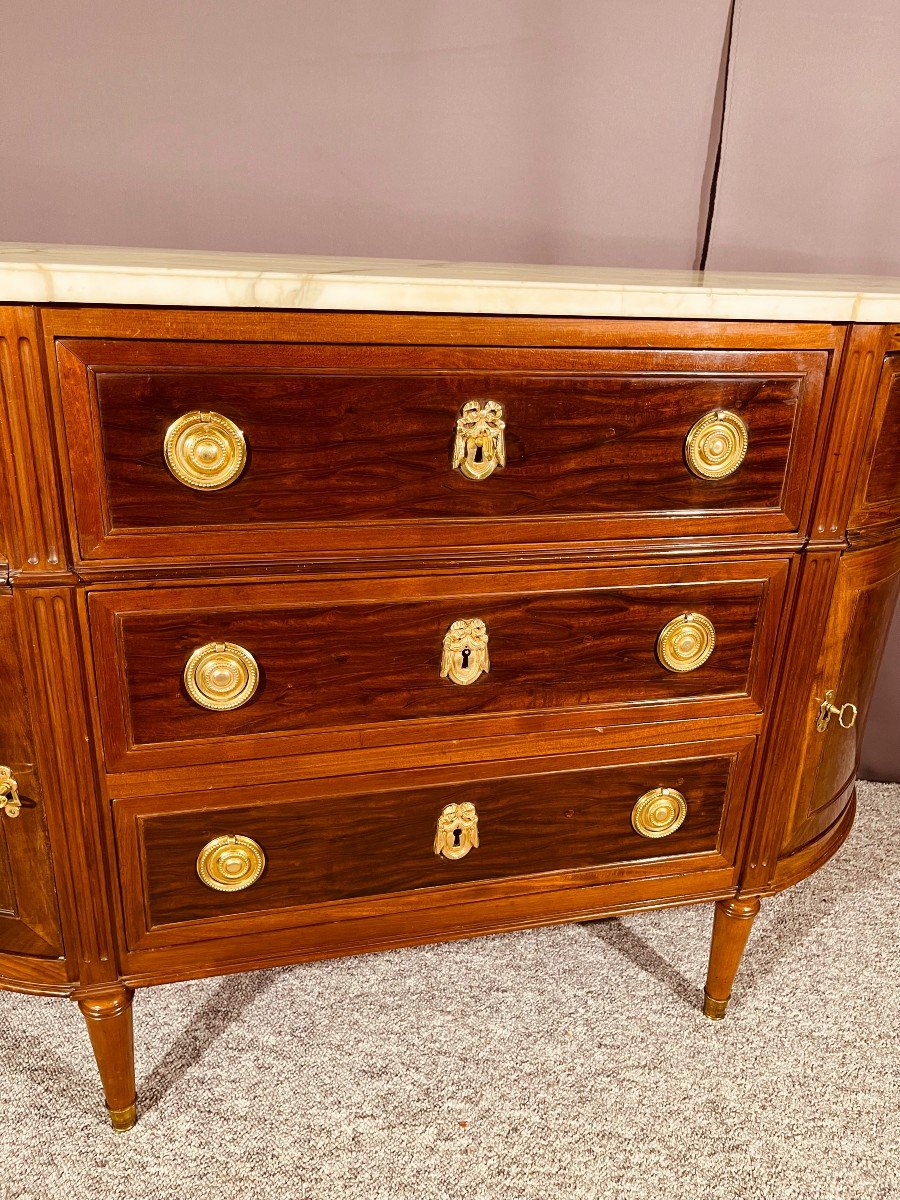 Half Moon Mahogany Commode, Louis XVI Period, Eighteenth Century-photo-2