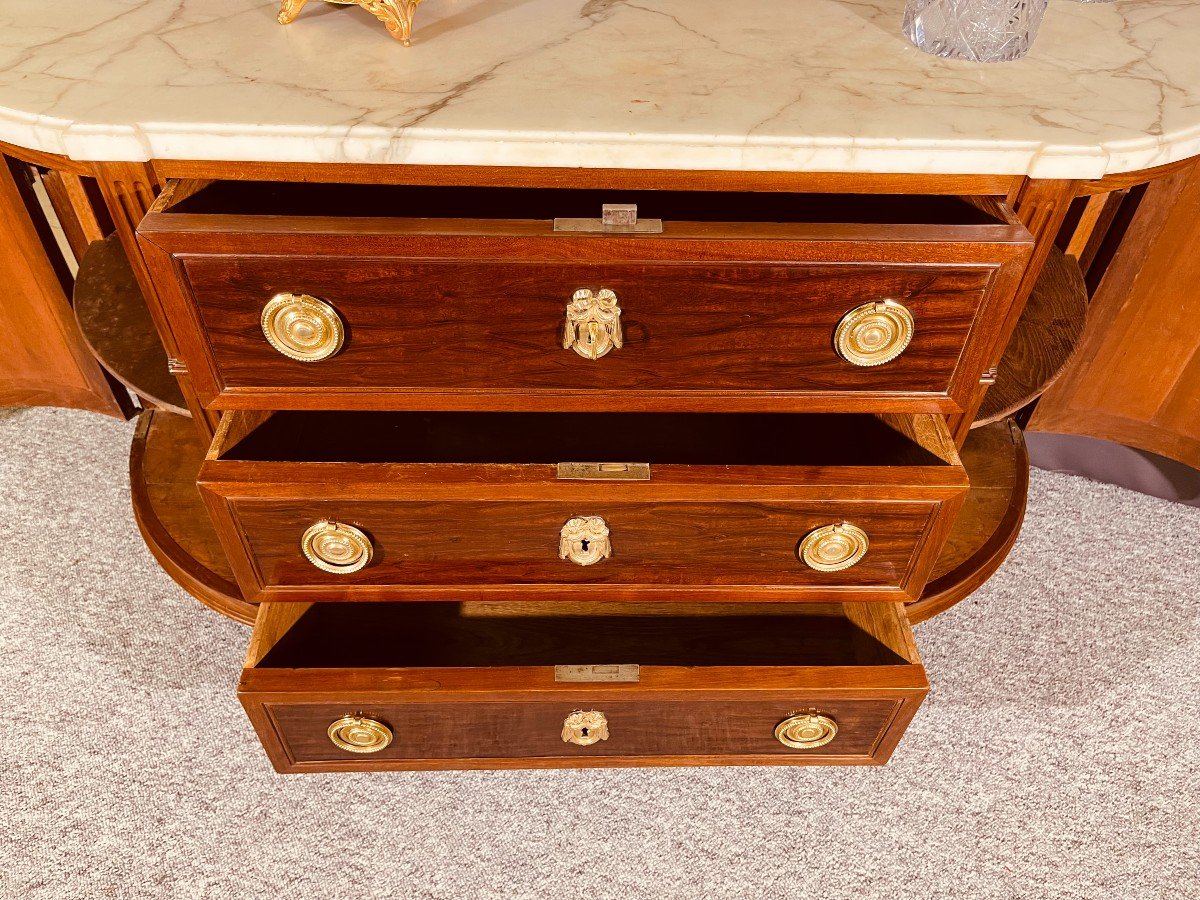 Half Moon Mahogany Commode, Louis XVI Period, Eighteenth Century-photo-1