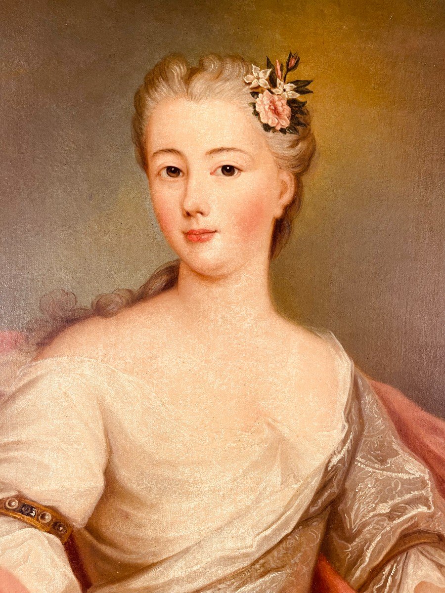 Portrait d'une Elégante du XVIIIe Siècle ,-photo-2