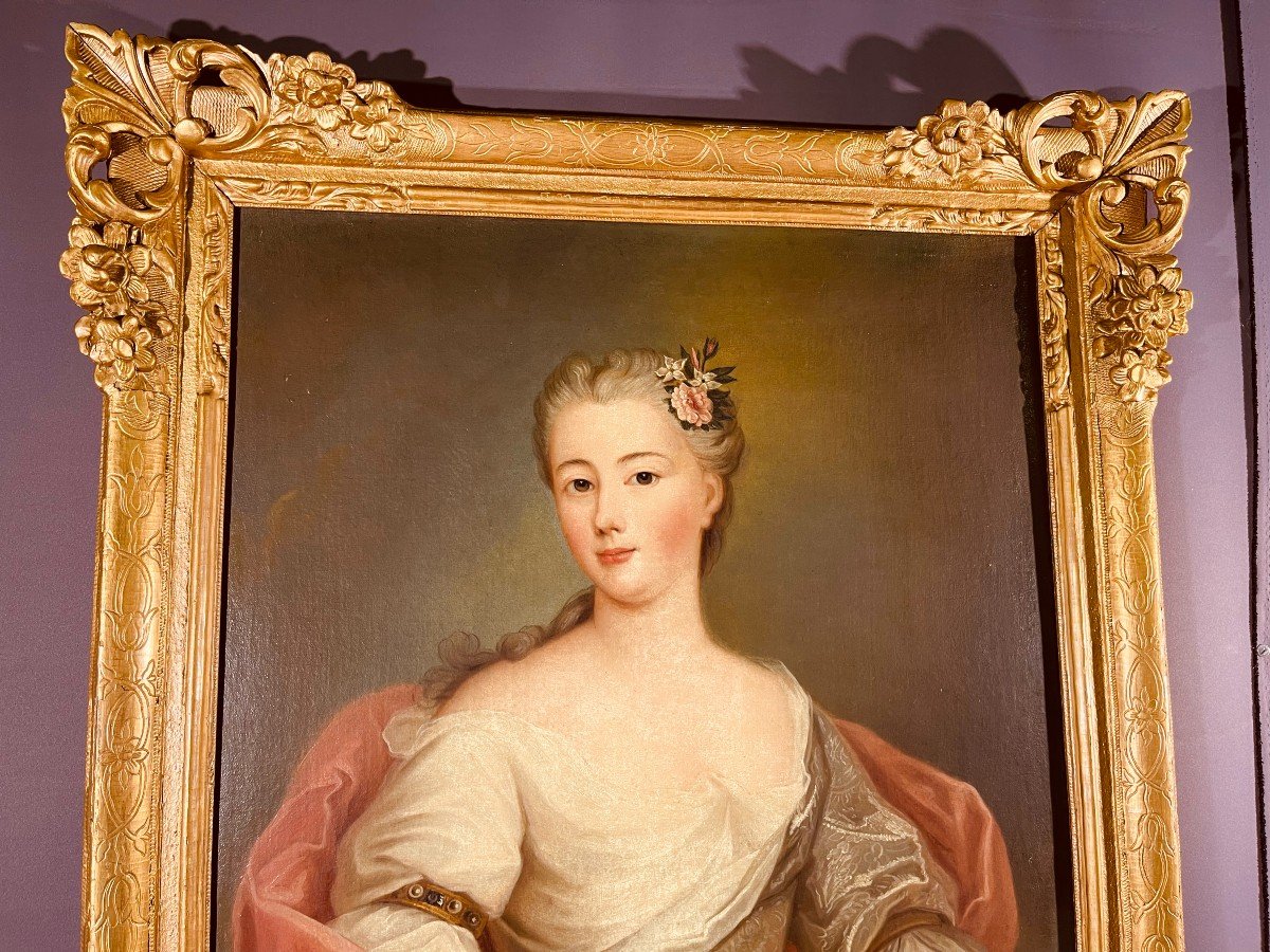 Portrait d'une Elégante du XVIIIe Siècle ,-photo-3