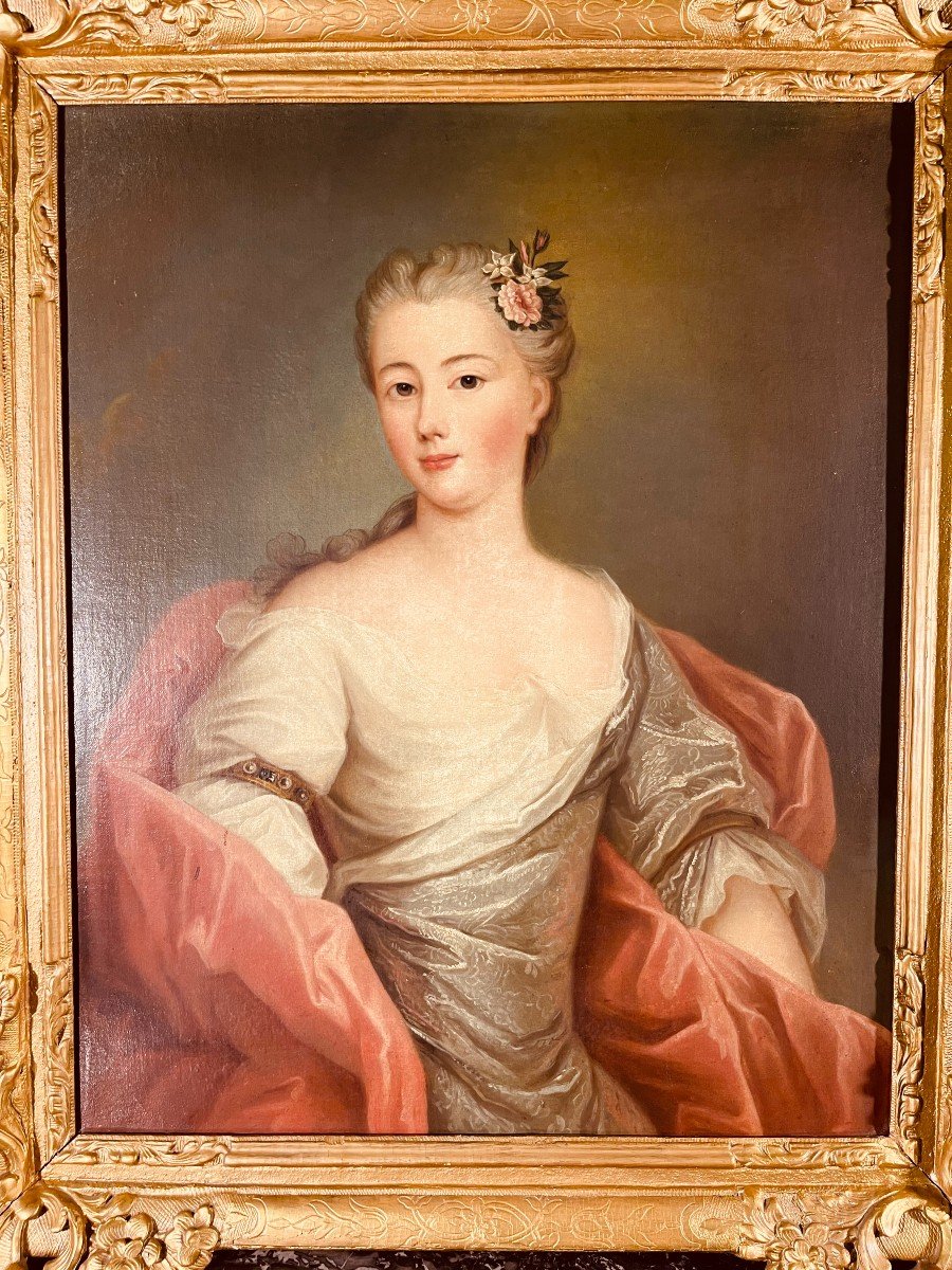 Portrait d'une Elégante du XVIIIe Siècle ,-photo-2