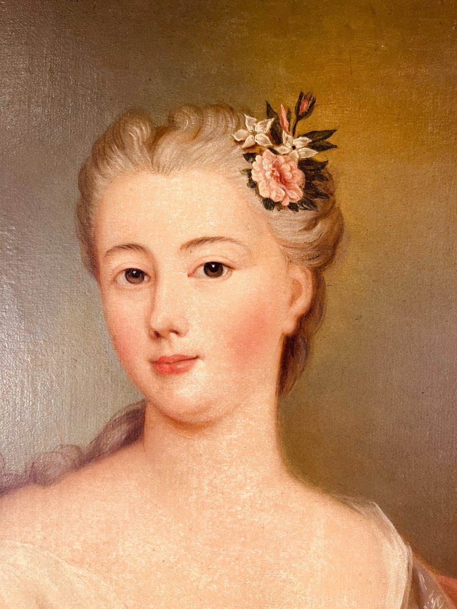 Portrait d'une Elégante du XVIIIe Siècle ,-photo-3
