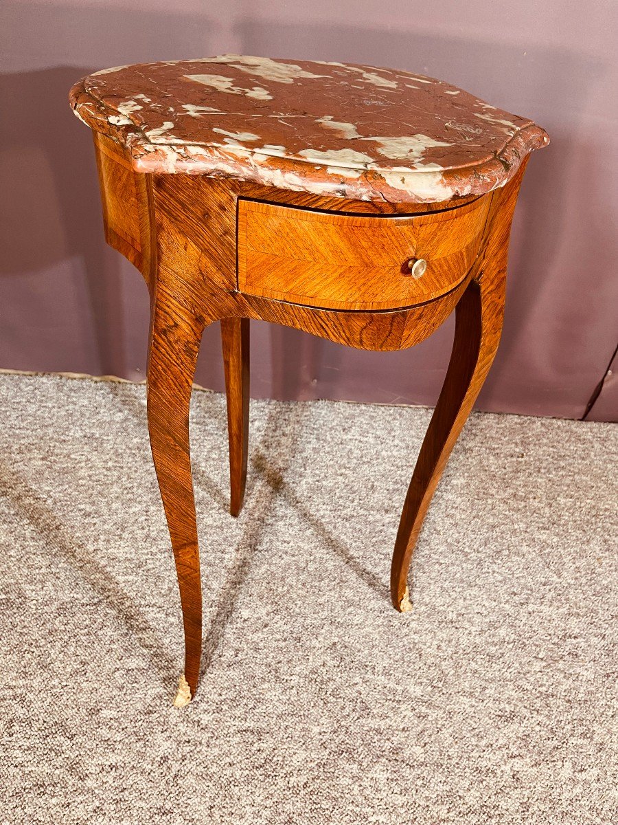 Petit  Guéridon en Marqueterie , Epoque XIXe Siècle -photo-2