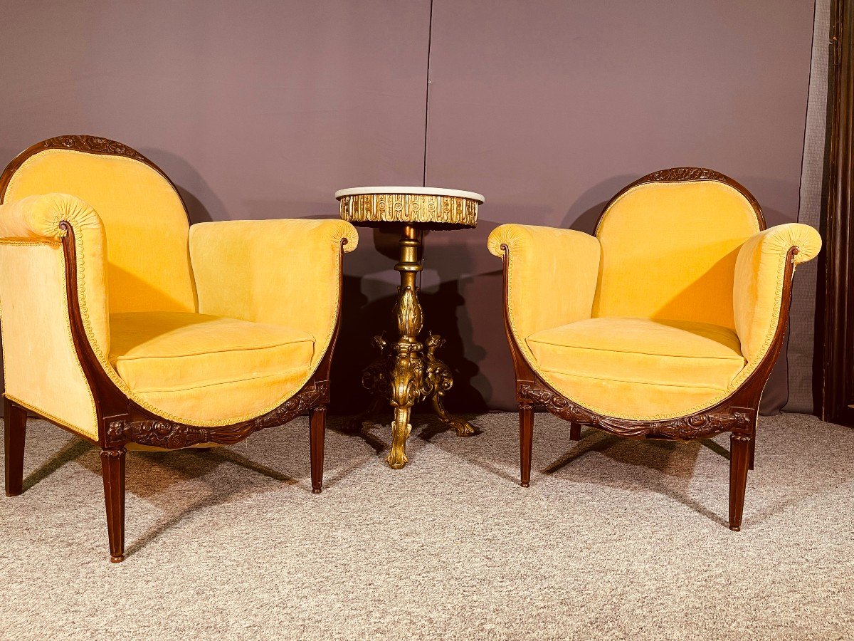 Pair Of Art Deco Armchairs, Signed.-photo-3