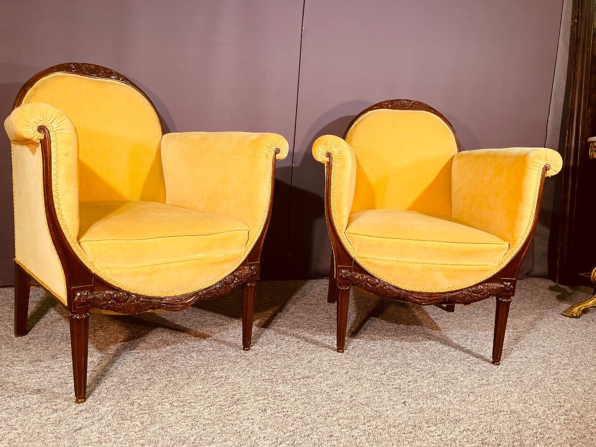 Pair Of Art Deco Armchairs, Signed.-photo-4