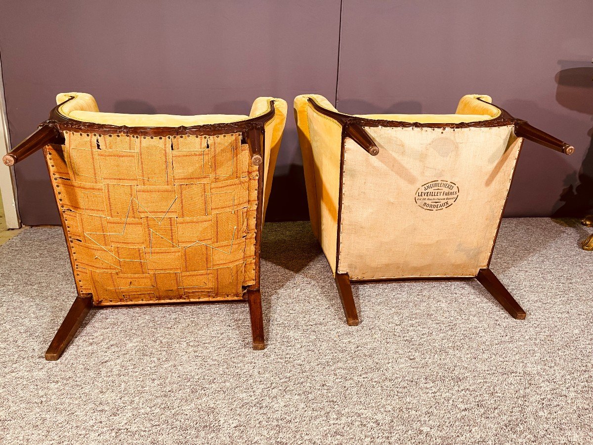 Pair Of Art Deco Armchairs, Signed.-photo-5