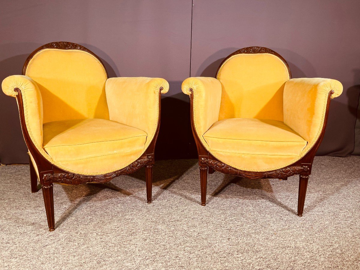 Pair Of Art Deco Armchairs, Signed.-photo-8