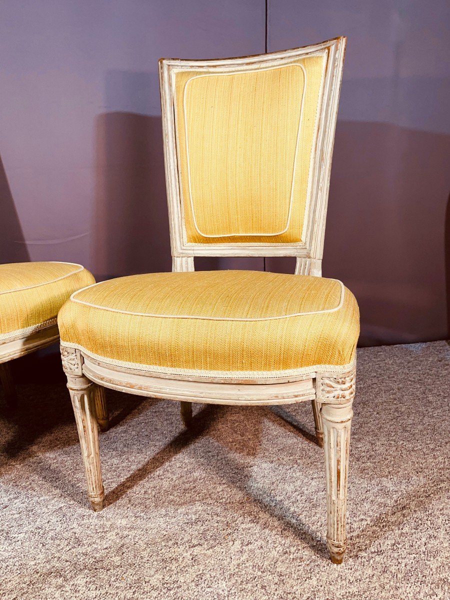 Paire de Chaises Louis XVI , dossier en Cabriolet , Epoque 18ème Siècle -photo-2