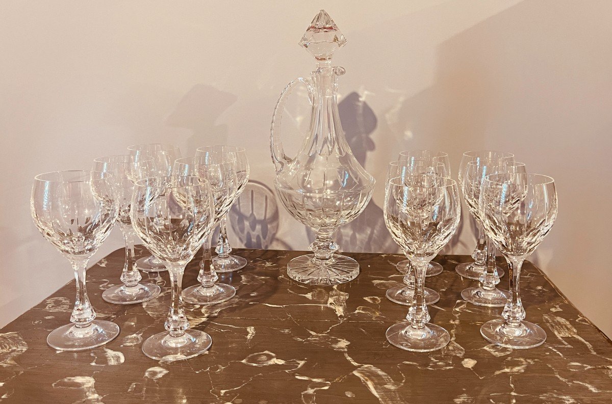 Cristallerie De Lorraine , Carafe et 12 Verres en CRISTAL -photo-2