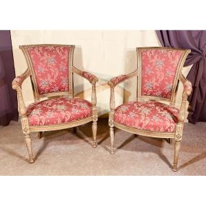 Pair Of Directoire Style Armchairs, Late Nineteenth Time