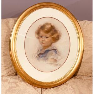 Portrait d'Enfant , Pastel Signé Et Daté 1933 