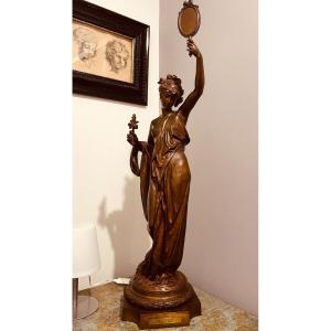 Bronze Signed Carrier-belleuse (1824-1887) On Rotating Base, 19th Century