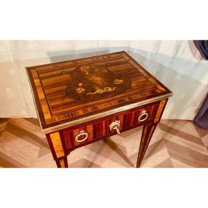 Louis XVI Salon Table In Marquetry, 18th Century