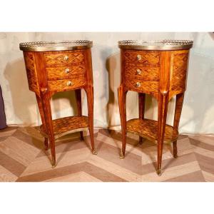 Pair Of Chiffonnières Stamped Pierre Roussel, 18th Century